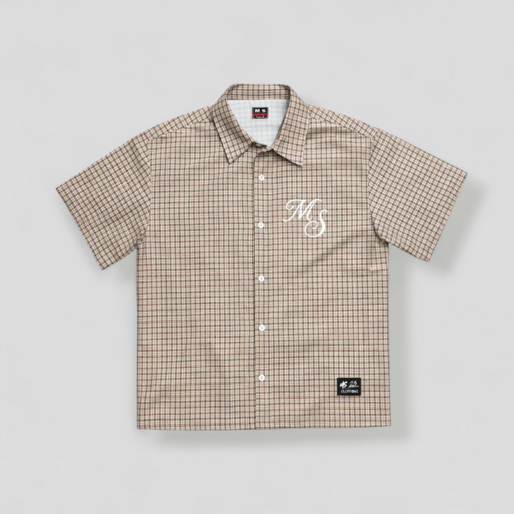 Camisa MS cuadros color beige