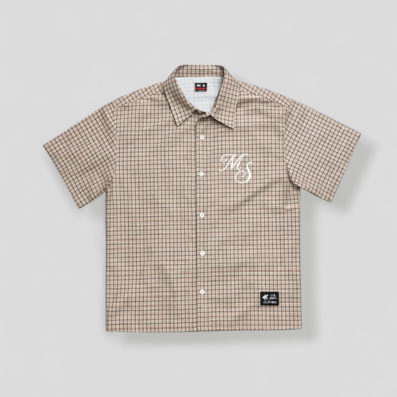 Camisa MS cuadros color beige